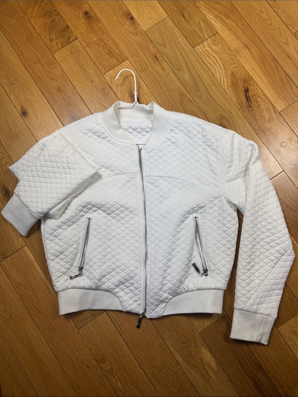 BuffBunny White Quilted Bomber Jacket